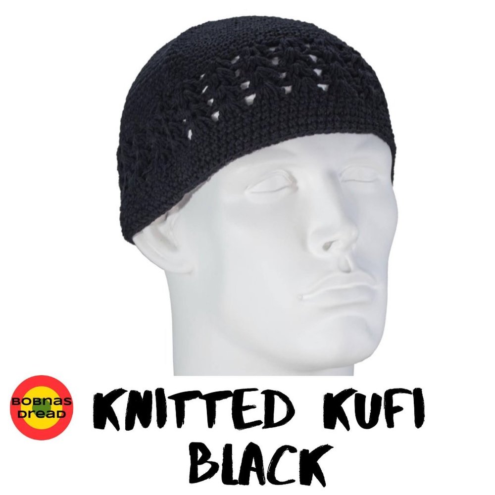 Knitted Men's Kufi Cap - Black